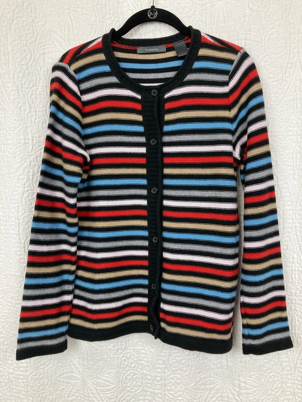 Liz Claiborne Striped Cardigan Women’s sz Medium Cotton